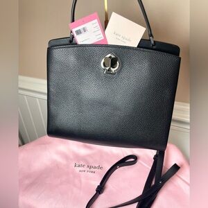 Kate Spade New York Romy Medium Satchel in black 7 in H x 10.5 in L